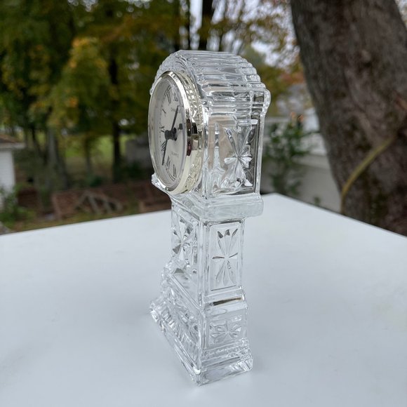 Vintage Shannon Crystal Clock Grandfather‎ Mini Desk Style Lead Crystal 7in - Picture 11 of 12